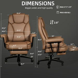 Big and Tall Reclining Office Chair with Footrest