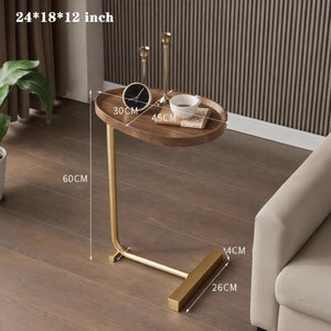 C Shaped Side Table | Metal & Wood | 24 Inch