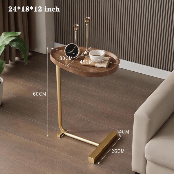 C Shaped Side Table | Metal & Wood | 24 Inch
