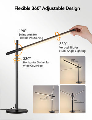 Rotatable LED Desk Lamp 360° Adjustable 3 Colors Touch Dimmable