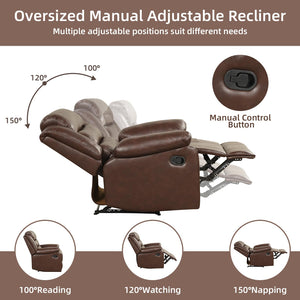Manual Recliner Chair with Overstuffed Arms & Padded Back