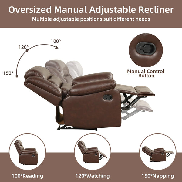 Manual Recliner Chair with Overstuffed Arms & Padded Back