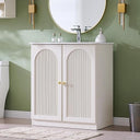 30 Inch Arched Fluted Bathroom Vanity with Ceramic Sink