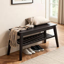 33.46" 2-Tier Bamboo Storage Bench, 300 lb Capacity