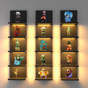 5-Tier Floating Wall Shelf Unit with LED Light