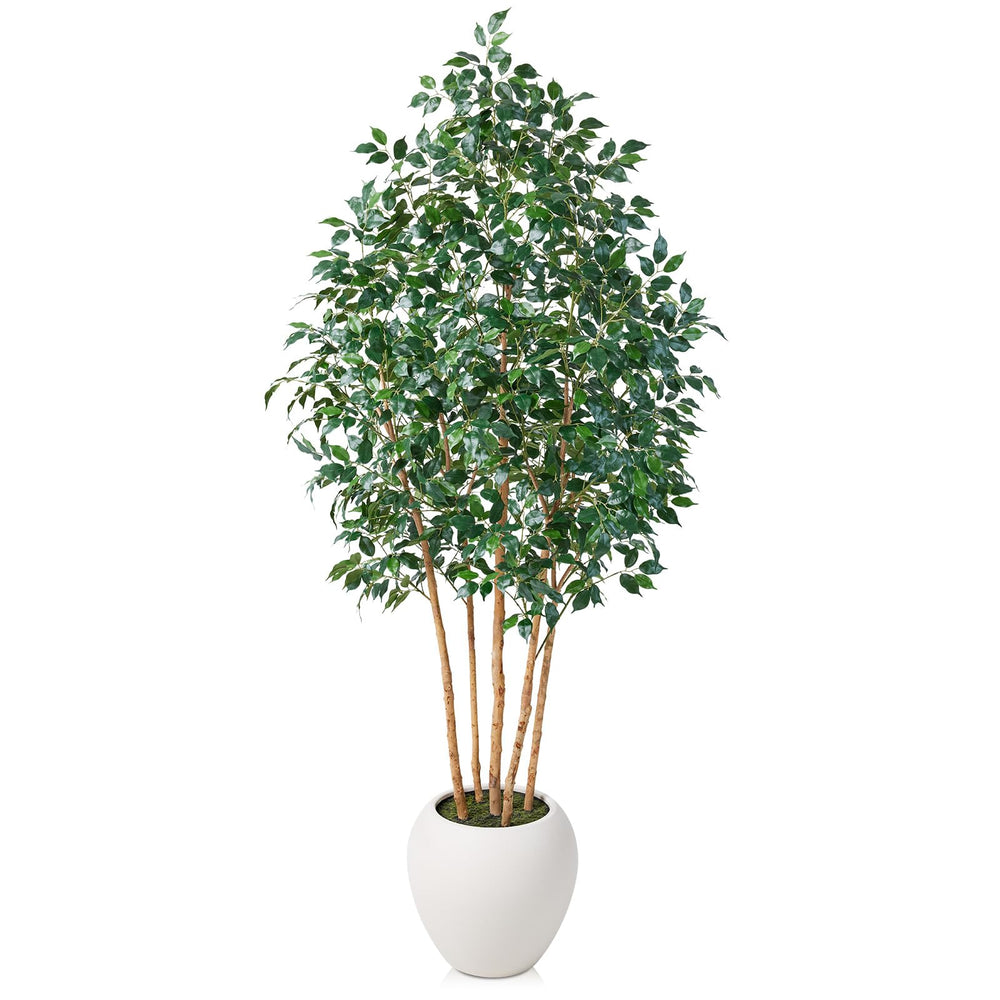 Artificial Ficus Tree Indoor with Wood Trunk & Silk Leaves — 6ft, 7ft, 8ft
