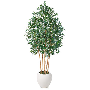 Artificial Ficus Tree Indoor with Wood Trunk & Silk Leaves — 6ft, 7ft, 8ft