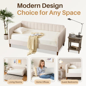 Twin Size Upholstered Daybed with Adjustable Backrest