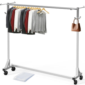 Industrial Z-Base Garment Rack with Cover, 500 lb Capacity