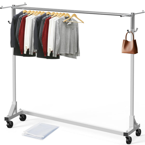 Industrial Z-Base Garment Rack with Cover, 500 lb Capacity