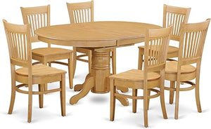 7-Piece Oval Dining Table Set with Butterfly Leaf & 6 Upholstered Chairs