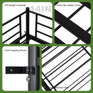 Twin Over Twin Bunk Bed with USB Charging & Storage