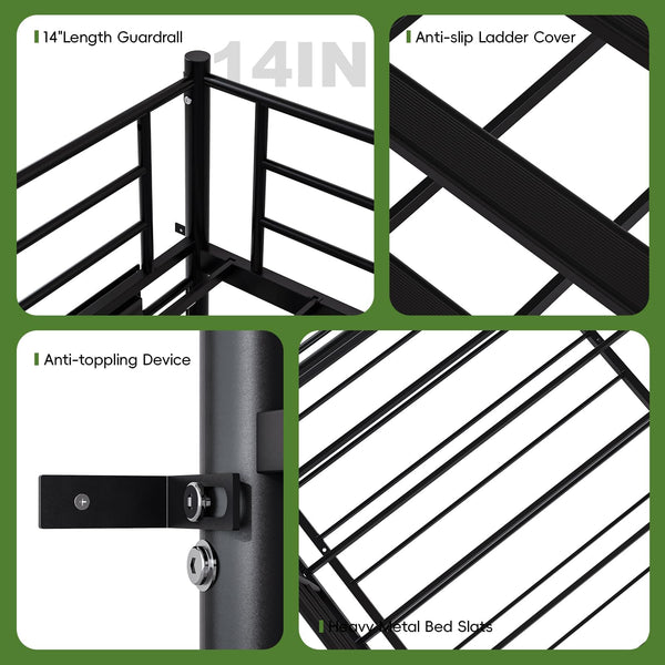 Twin Over Twin Bunk Bed with USB Charging & Storage