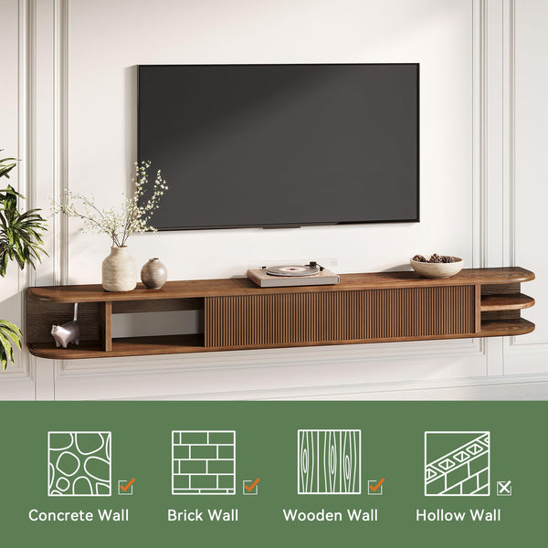 71" Floating TV Stand with Fluted Doors