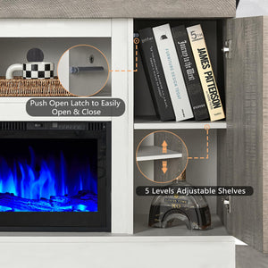 75" Farmhouse Fireplace TV Stand with 60" Electric Fireplace for TVs Up to 85"