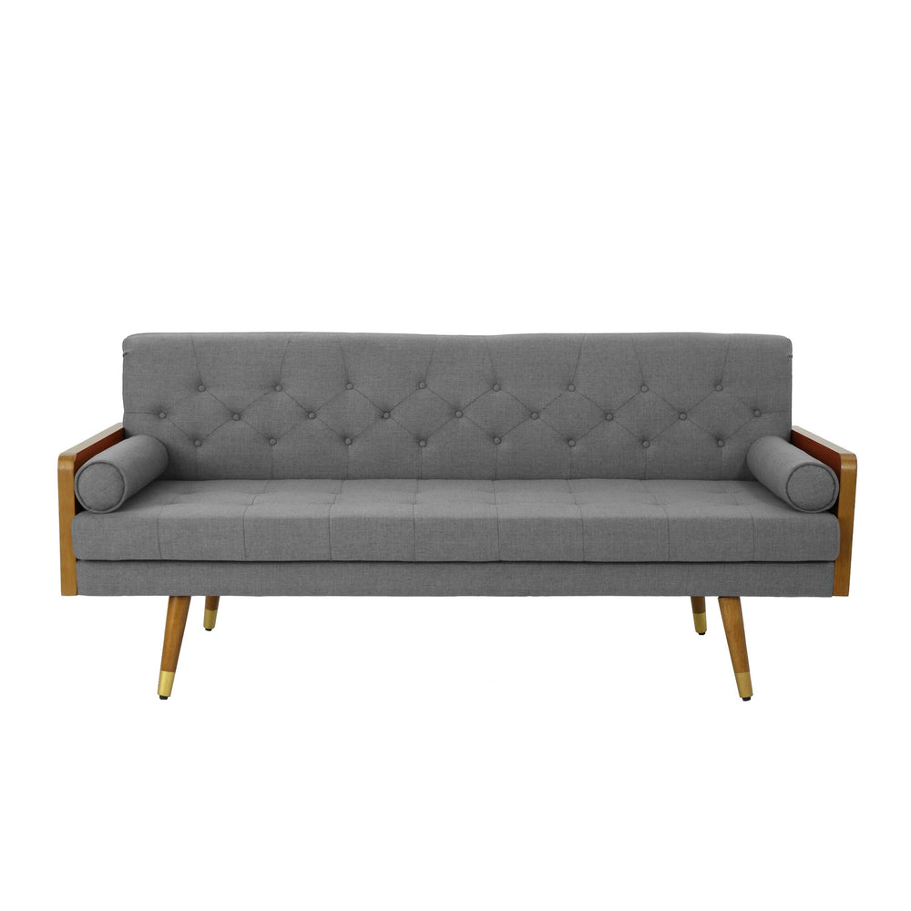 Mid-Century Modern Tufted Fabric Sofa