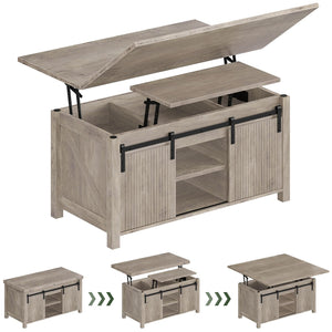 Lift Top Coffee Table with Hidden Storage | 4-in-1 Convertible Farmhouse Design