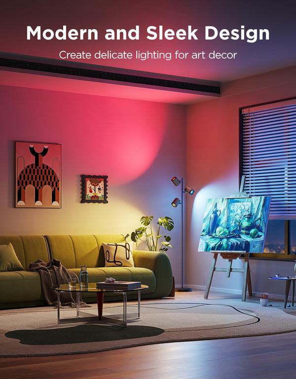 Triple-Head LED Tree Floor Lamp with Smart Controls