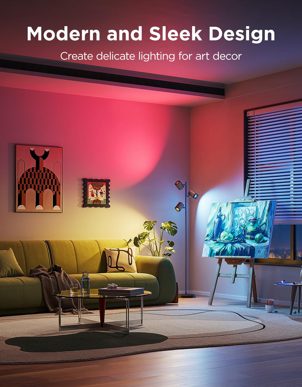 Smart LED Tree Floor Lamp with 3 Rotatable Heads