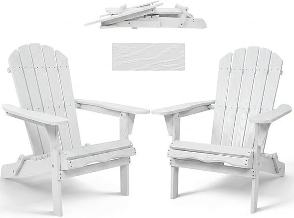 Folding Solid Wood Adirondack Chair with Pre-Assembled Backrest