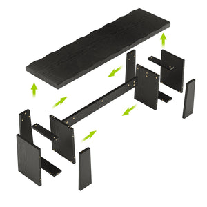 47-Inch Wooden Entryway Bench with Wavy Edge Design