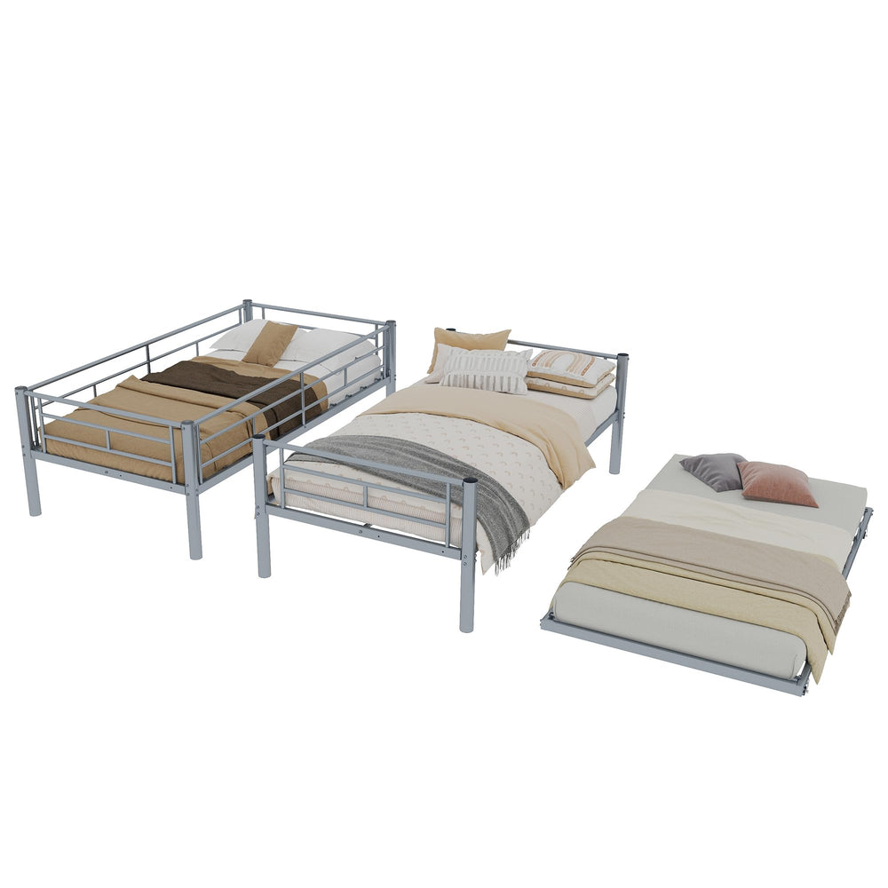 Metal Bunk Bed Twin Over Twin with Safety Guardrail
