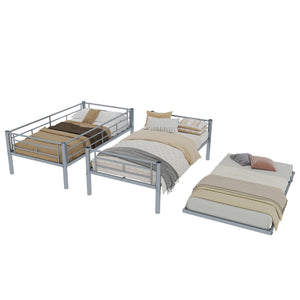 Metal Bunk Bed Twin Over Twin with Safety Guardrail