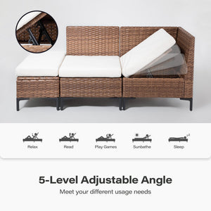 8-Piece Outdoor Patio Sectional Furniture Set with Adjustable Backrests & Storage Ottoman