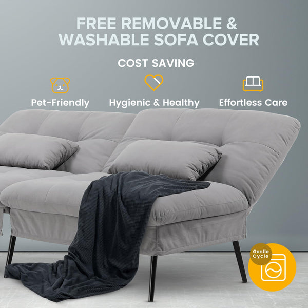 Convertible Futon Sofa Bed with Adjustable Backrest