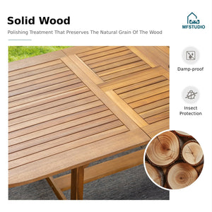 Expandable Acacia Wood Outdoor Dining Set with Cushioned Chairs