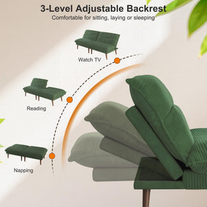 75 Inch Convertible Futon Sofa Bed with Adjustable Backrest