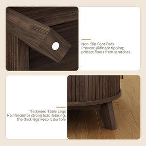 Dual Oval Coffee Table with Storage & Sliding Tambour Door