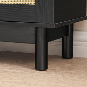 Rattan Shoe Storage Bench with Flip Drawers