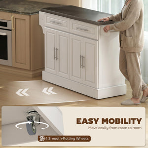 Rolling Kitchen Island Cart with Stainless Steel Top