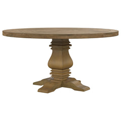 60-Inch Round Farmhouse Pedestal Dining Table – Pine Wood