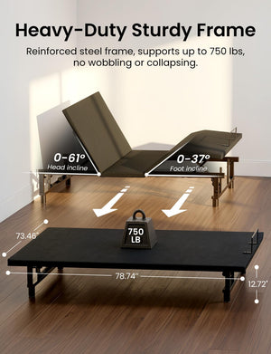King Size Adjustable Bed Frame with Wireless Remote & Zero Gravity