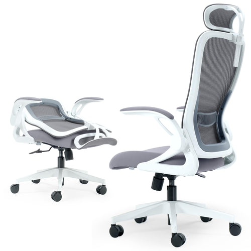 Foldable Ergonomic Mesh Office Chair with Flip-Up Arms
