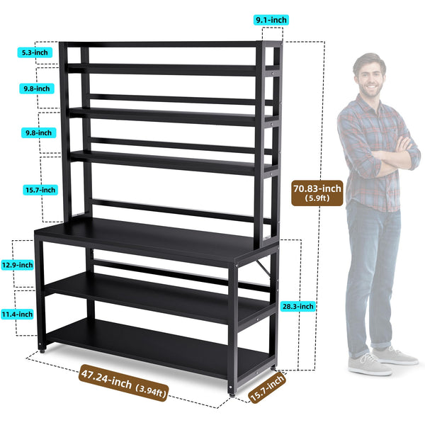 6-Tier Baker's Rack with Hutch & Storage Shelves