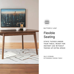 Rectangular Extension Dining Table with Self-Storing Leaf
