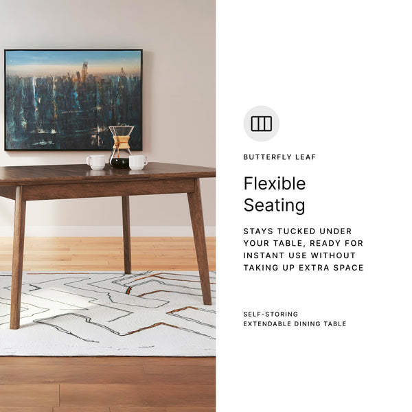 Rectangular Extension Dining Table with Self-Storing Leaf