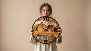 Olive Wood Wall Clock – Live Edge Silent Non-Ticking