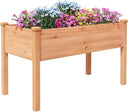 Elevated Wood Raised Garden Bed with Storage Shelf