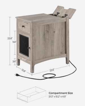 End Table with Charging Station, Drawer & Storage Cabinet