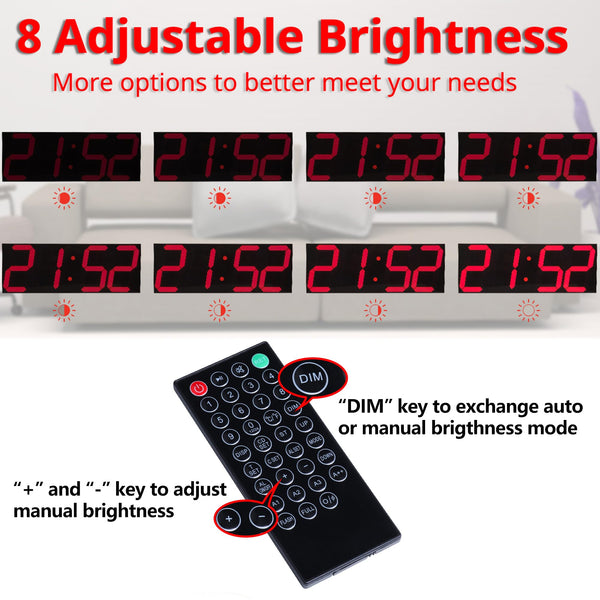 18-Inch LED Digital Wall Clock with Remote Control