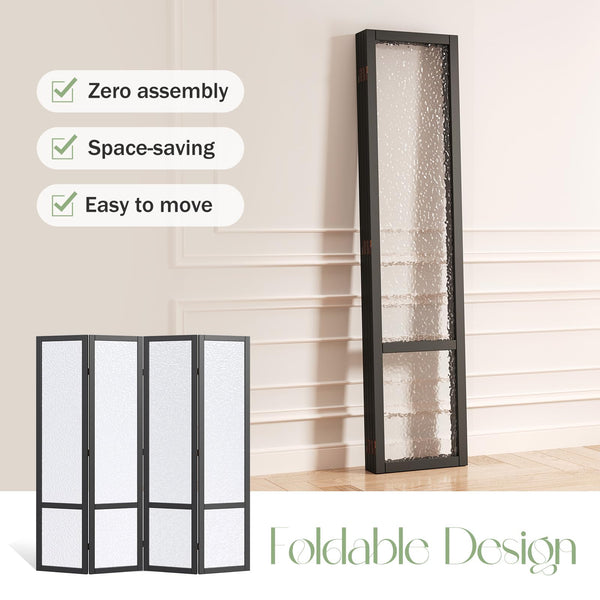 4-Panel Frosted Acrylic Room Divider