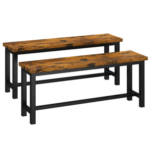 Dining Bench Set of 2 – Steel Frame & Wood Seat