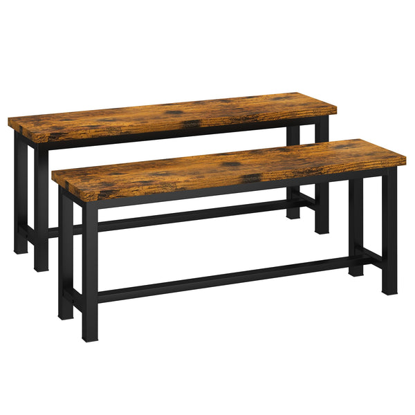 Dining Bench Set of 2 – Steel Frame & Wood Seat