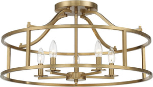 5-Light Semi-Flush Mount Ceiling Light Drum Shade
