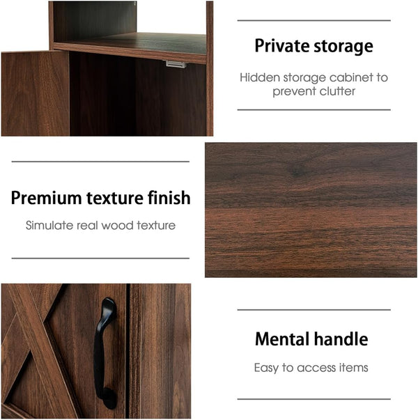 Farmhouse Rustic Coffee & End Table Set of 3 with Charging Station