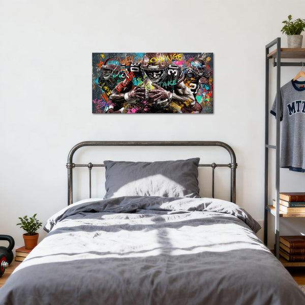 American Football Canvas Wall Art – Sports Graffiti Print 40x20